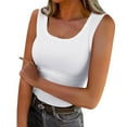 thumbnail image 1 of HAiming Tank Tops for Women Scoop Neck Wide Straps Sleeveless Ribbed Solid Color Basic Slim Fitted Camisole, 1 of 5