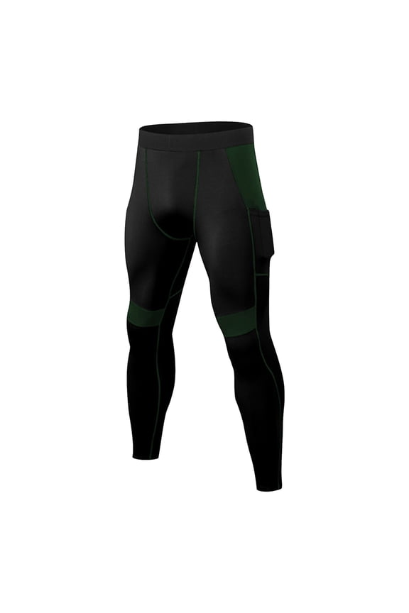 Thermal Pants for Men Fleece Lined High Elastic Yoga Tights Casual Base Layer Running Leggings with Pockets