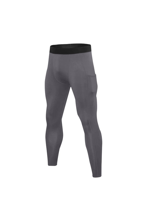 Thermal Pants for Men Fleece Lined High Elastic Yoga Tights Casual Base Layer Running Leggings with Pockets