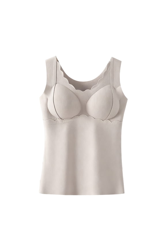 Thermal Vest for Women Sleeveless Built in Bra Thick Lightweight Soft Comfy Fall Winter Warm Tops