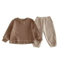 thumbnail image 1 of HAiming Toddler Baby Boy Girl 2 Piece Sets Cute Color Blocked Long Sleeve Round Neck Tops and Pants Casual Outfits, 1 of 9