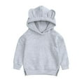 thumbnail image 1 of HAiming Toddler Baby Boys Girls Hooded Sweatshirt Solid Fleece Long Sleeve Pullover Basic Tops Fall Winter Clothes, 1 of 8