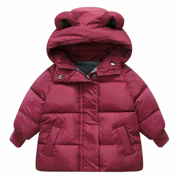 HAiming Toddler Baby Boys Girls Winter down Padded Coat Solid Long Sleeve Hooded Zipper Jacket Thicken Warm Outwear