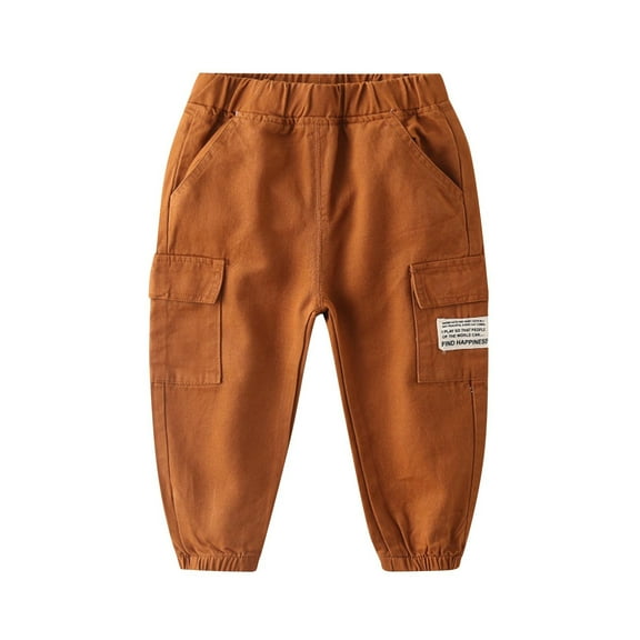 HAiming Toddler Baby Boys and Girls Sweatpants Solid Color Elastic Waist Cargo Trousers Fall Jogger Pants with Pocket
