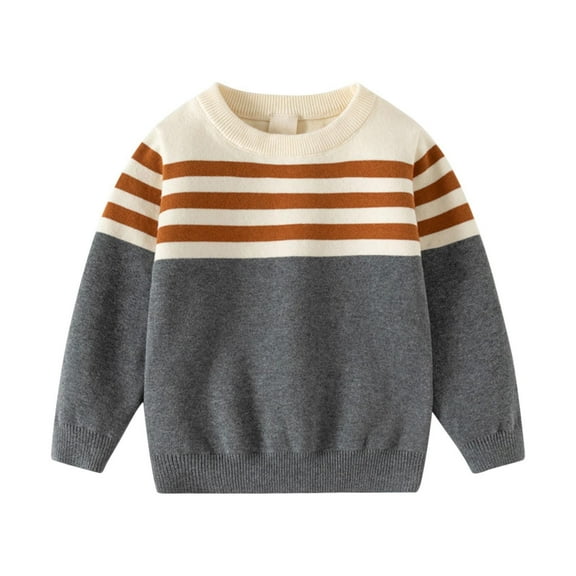 HAiming Toddler Baby Knit Striped Sweater for Boys Long Sleeve Crewneck Pullover shirt Fall Winter Tops