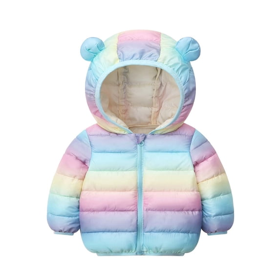 HAiming Toddler Babys Puffer Jacket Winter Solid Long Sleeve Zip up Hooded Coat Casual Warm Lightweight Cotton Outwear