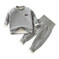 thumbnail image 1 of HAiming Toddler Boy Cotton Clothes Outfits Long Sleeve Fleece Lined Long Sleeve Round Neck Tops and Pant Set Loungewear, 1 of 3