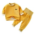 thumbnail image 1 of HAiming Toddler Boy Cotton Clothes Outfits Long Sleeve Fleece Lined Long Sleeve Round Neck Tops and Pant Set Loungewear, 1 of 3