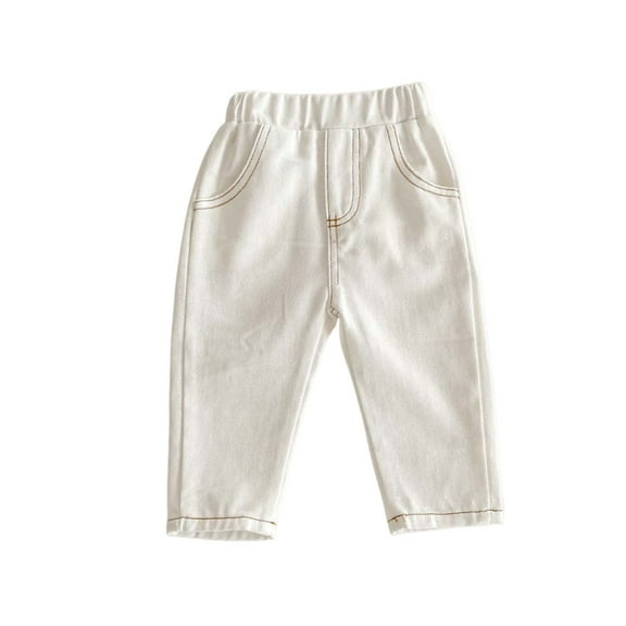 HAiming Toddler Boys Girls Denim Pant Casual Strechy Elastic Waist Straight Wide Leg Jeans with Pockets