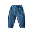 thumbnail image 1 of HAiming Toddler Boys Girls Denim Pant Casual Strechy Elastic Waist Straight Wide Leg Jeans with Pockets, 1 of 6