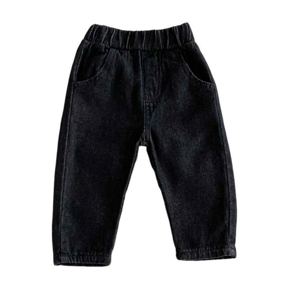 HAiming Toddler Boys Girls Denim Pant Casual Strechy Elastic Waist Straight Wide Leg Jeans with Pockets
