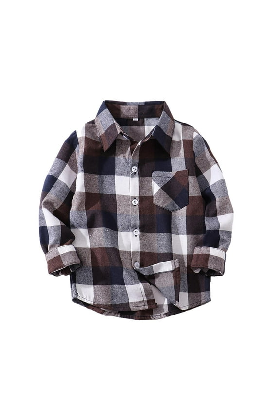 Toddler Boys Girls Plaid Shirt Jacket Long Sleeve Lapel Button down Tops Outwear Kids Fall Winter Clothes