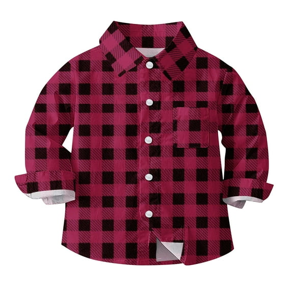 HAiming Toddler Boys Girls Plaid Shirts Trendy Lapel Long Sleeve Button down Tops Fall Winter Cute Casual Outfits