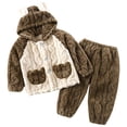 thumbnail image 1 of HAiming Toddler Boys Girls Winter Fleece Home Sleepwear Set Long Sleeve Hooded Coat Pants 2 Piece Loungwear Outfits, 1 of 4