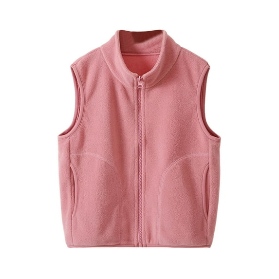 HAiming Toddler Fleece Sleeveless Vest Boys Girls Fleece Jacket Coat Ligntweight Stand-Up Collar Solid Color Warm Tops