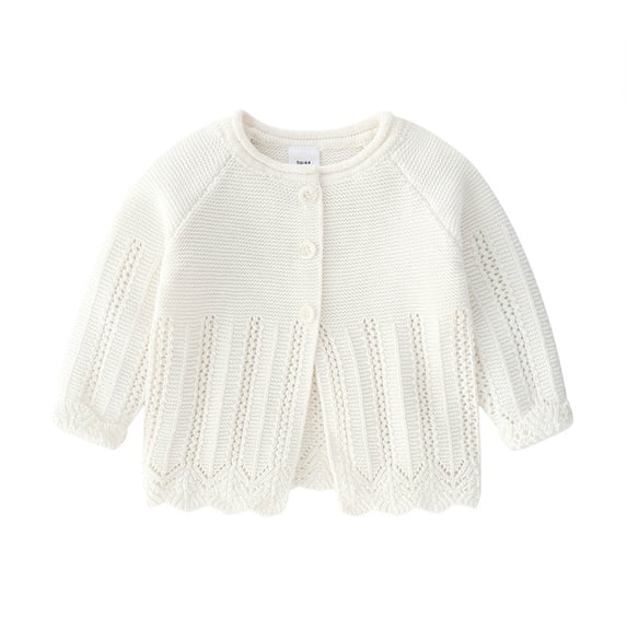 HAiming Toddler Girls Crewneck Cardigan Sweaters Long Sleeve Kids Button down School Uniform Knit Tops Outwear