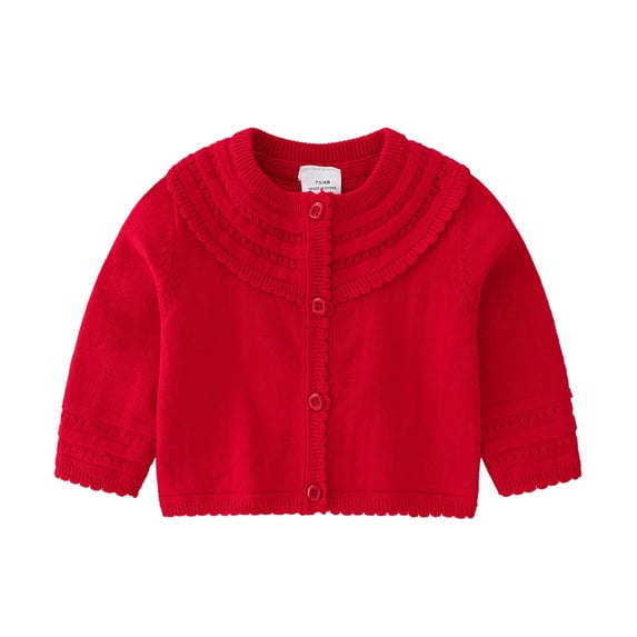 HAiming Toddler Girls Crewneck Cardigan Sweaters Long Sleeve Kids Button down School Uniform Knit Tops Outwear