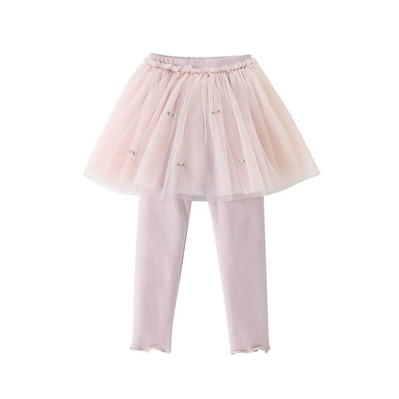 HAiming Toddler Girls Footless Leggings with Lace Ruffle Skirt Pants Kids Casual Stretchy Comfortable Pantskirt