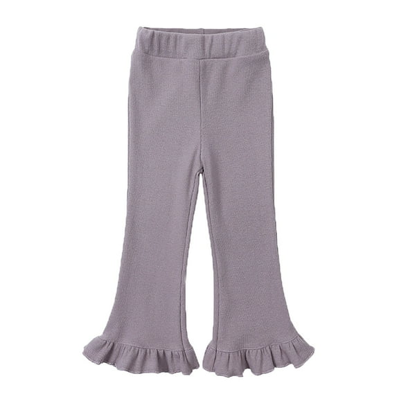 HAiming Toddler Girls Slim Flare Pants Baby Solid Knit Casual Bottom Pants Fall Winter Elatic Waist Stretch Trousers