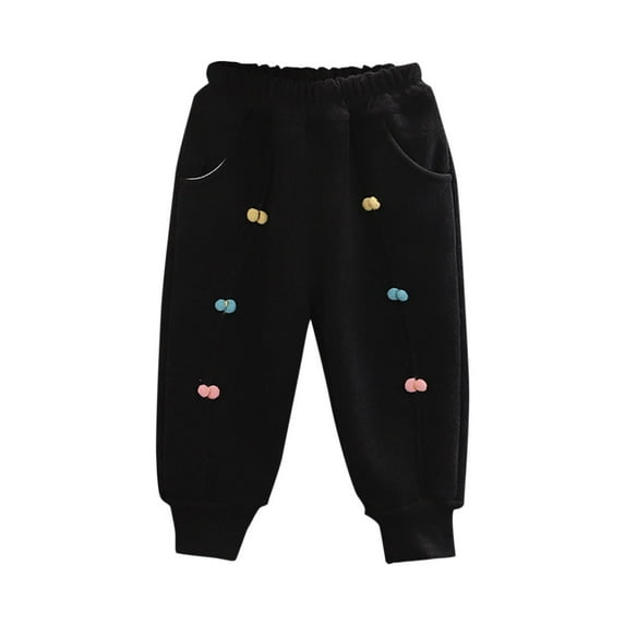 HAiming Toddler Girls Sweatpants Joggers Casual Elastic Waist Graphic Sports Trousers Fall Winter Clothes with Pockets