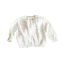 HAiming Toddler Kids Baby Girl Sweater Cardigans Solid Color Loose Round Neck Long Sleeved Button down Casual Jacket