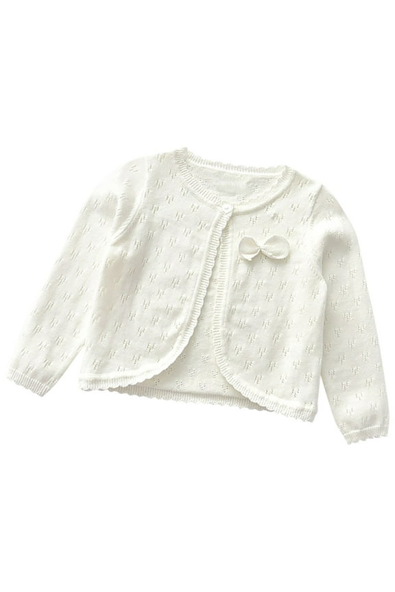Toddler Kids Baby Girls Cotton Cardigans Solid Color Long Sleeve Ruffle Sweater Button Coat Casual Soft Jacket