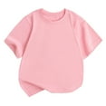 thumbnail image 1 of HAiming Toddler Kids Crewneck T-Shirts Boys Girls Solid Color Short Sleeve Pullover Tops Comfort Soft Basic Blouse, 1 of 3