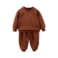 thumbnail image 1 of HAiming Toddler Kids Girl Boy Fall Sets Solid Color Long Sleeve Crewneck Tops and Pants Child Casual 2 Piece Outfits, 1 of 1