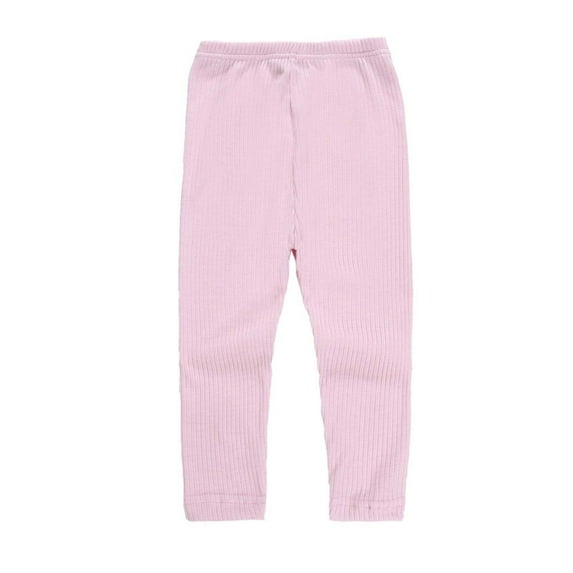 HAiming Toddler Little Girls Leggings High Waist Ribbed Knit Stretch Pants Kids Warm Soft Comfortable Tight Trousers