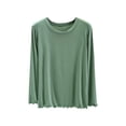 thumbnail image 1 of HAiming Tops for Women Long Sleeve Casaul Lettuce Trim Base Layer Round Neck Pullover Blouse Homewear, 1 of 9