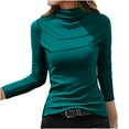 thumbnail image 1 of HAiming Velvet Tops for Women Solid Turtleneck Long Sleeve Shirts Winter Soft Warm Casual Pullover Basic Velour Blouse, 1 of 8
