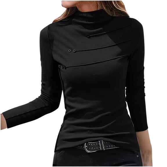 HAiming Velvet Tops for Women Solid Turtleneck Long Sleeve Shirts Winter Soft Warm Casual Pullover Basic Velour Blouse