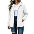 thumbnail image 1 of HAiming Waterproof Jacket for Women Zipper Long Sleeve Drawstring Hooded Casual Tops Fall Hiking Tops with Pockets, 1 of 9