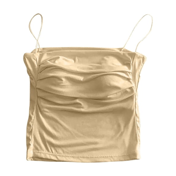 HAiming Women Casual Cami Top Solid Cowl Neck Camisole Side Cinched Spaghetti Strap Solid Crop Tank Top