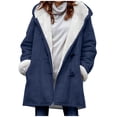 thumbnail image 1 of HAiming Women Hooded Coat Plus Size Fleece Long Sleeve Zip up Jacket Winter Fuzzy Warm Casual Long Outwear with Pocket, 1 of 6