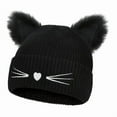 thumbnail image 1 of HAiming Women Men Knit Hat Cute Ear Soft Thick Warm Thermal Strenchy Solid Color Winter Trendy Cap for Cold Weather, 1 of 2