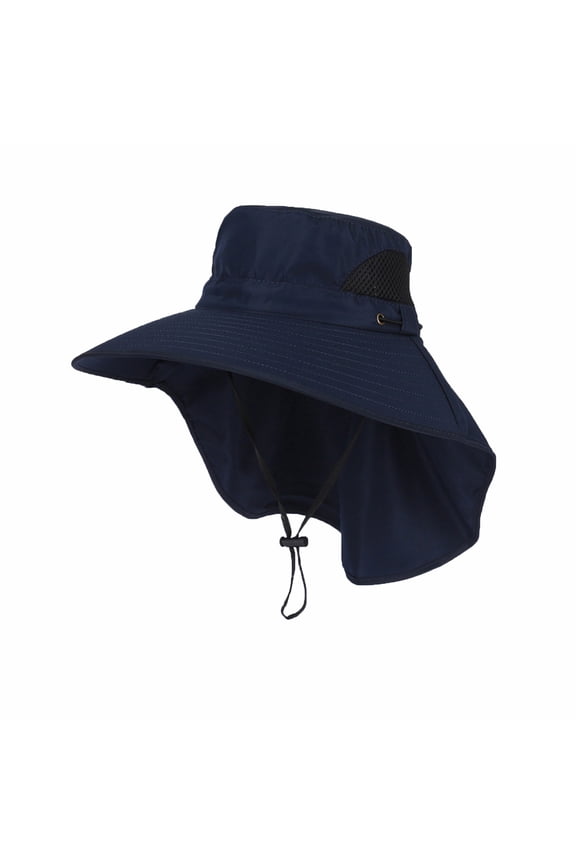 Women Men Wide Brim Sun Hats with Neck Flap Breathable Foldable Solid Color Caps for Hiking Camping