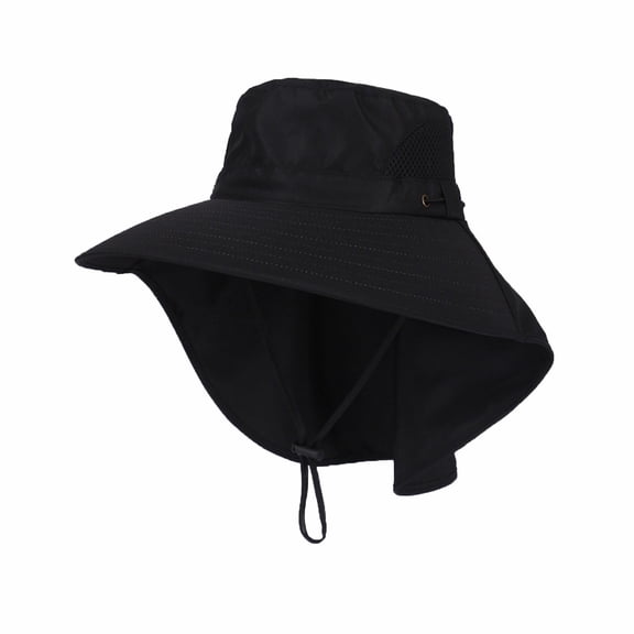 HAiming Women Men Wide Brim Sun Hats with Neck Flap Breathable Foldable Solid Color Caps for Hiking Camping