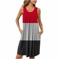 thumbnail image 1 of HAiming Women Nightgown with Pockets Sleep Shirts Colorblock Sleeveless Sleepwear Pleated Front Round Neck Nightdress, 1 of 7