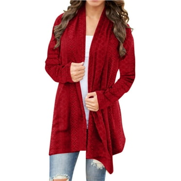 HAiming Women Open Front Cardigans Long Sleeve Knit Cardigan Sweater 2024 Fall Trendy Casual Loose Lightweight Outwear