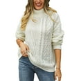 thumbnail image 1 of HAiming Women Oversized Cable Knit Sweaters Turtleneck Solid Long Sleeve Sweater Tops Trendy Casual Pullover Knitwear, 1 of 9