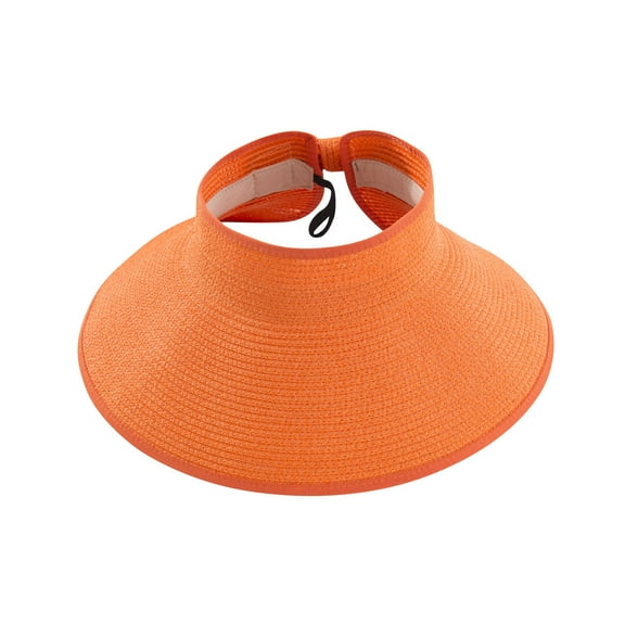 HAiming Women Packable Beach Sun Straw Hats Wide Brim Visor Sunhat Travel Foldable Ponytail Summer UV Protection