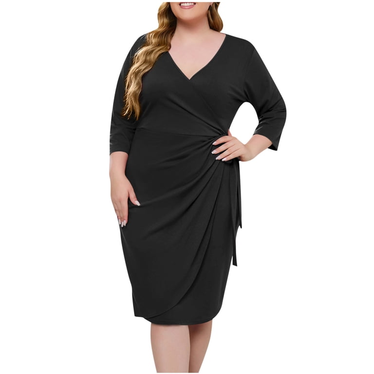 chinese dress ladies AOMEI Womens Plus Size Work Dresses Contrast Color Bowknot Belted A-Line  Midi Business Office Dress (1X,Wine) at Amazon Women's Clothing store main image 0