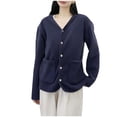 thumbnail image 1 of HAiming Women Plush Coats Fleece Long Sleeve V Neck Casual Solid Color Jackets Fall Winter Trendy Outwear Clothes, 1 of 6