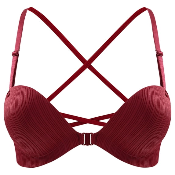 HAiming Women Spaghetti Strap Racerback Bras No Underwire Gathering Front Closure Bralette Breathable Dailyunderwear
