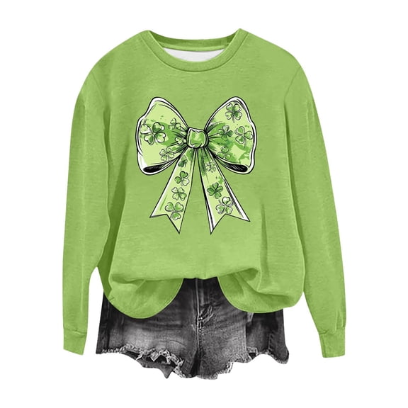 HAiming Women St Patricks Day Sweatshirts Long Sleeve Loose Shamrock Pullover Long Sleeve Graphic Casual Tops