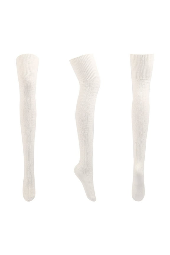 Women Thigh High Socks Cotton Cable Knit over the Knee Boot Stockings Long Casual Soft Cozy Warm Leg Socks