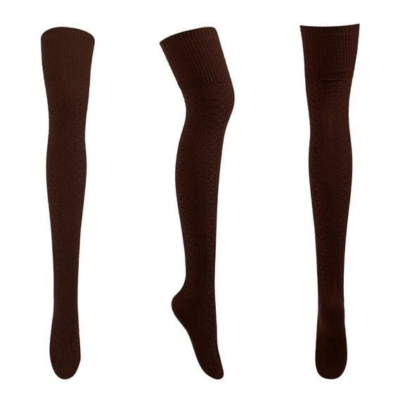 HAiming Women Thigh High Socks Cotton Cable Knit over the Knee Boot Stockings Long Casual Soft Cozy Warm Leg Socks