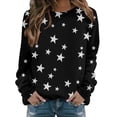 thumbnail image 1 of HAiming Women Tops Round Neck Star Printed Long Sleeved Casual Pullover Solid Color Sweatshirt Trendy Blouse, 1 of 3