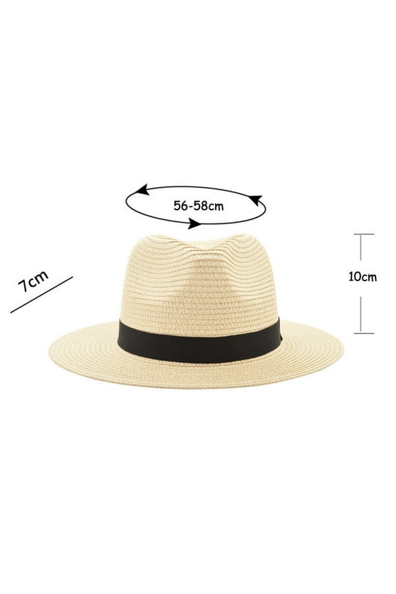 Women Wide Brim Straw Panama Roll up Fedora Beach Sun Hat UPF 50+ Travel Ponytail Foldable Packable Cap